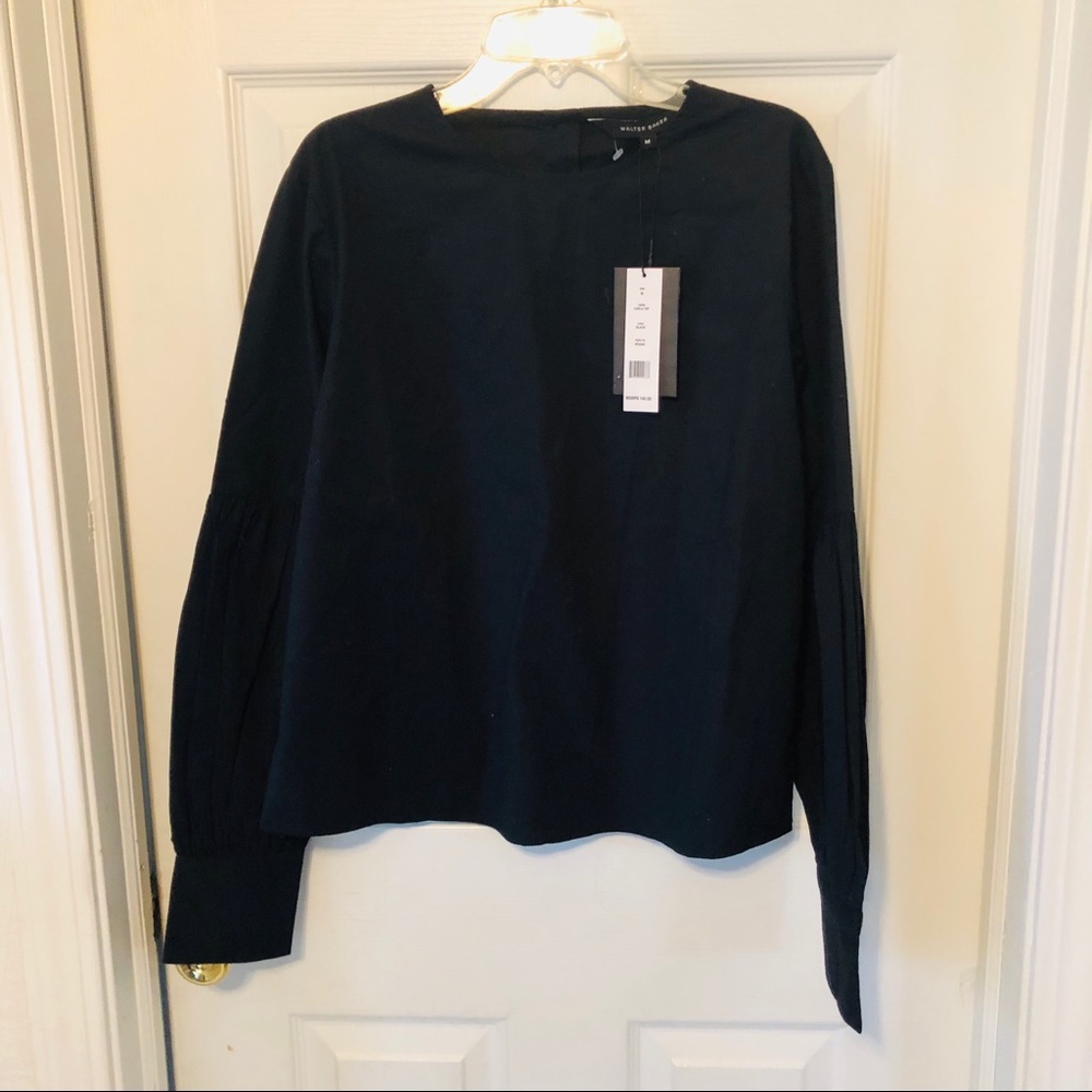 NWT WALTER BAKER black long sleeve Carla cotton blouse Size medium